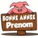 Cochon et pancarte "Bonne anne"