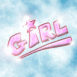 Mention Girl en rose sur fond ciel nuageux