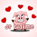 Cochon amoureux "Je t'aime"